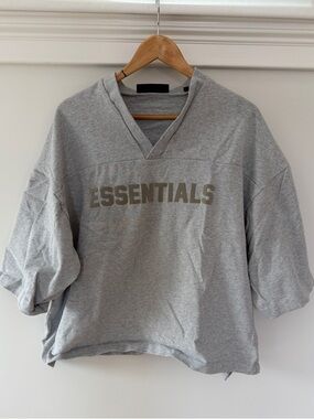 Essentials Women's Gray V-Neck Pullover Sweater